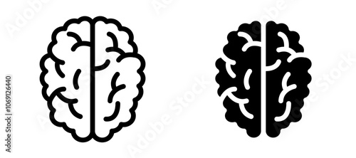 Human brain icon symbol collection on white background.