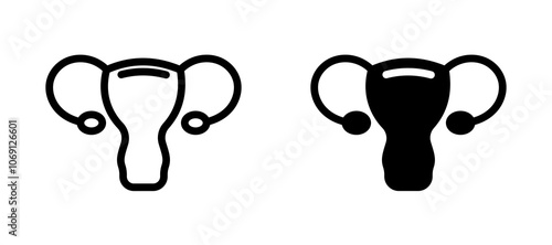 Uterus icon symbol collection on white background.