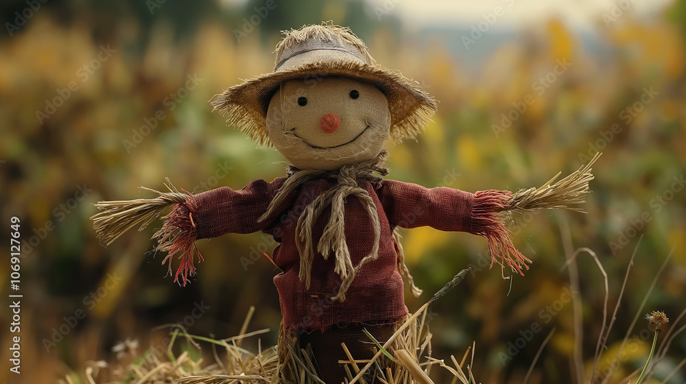 Cute scarecrow. Farm, a rural decorative element Cute scarecrow. Farm, a rural decorative element