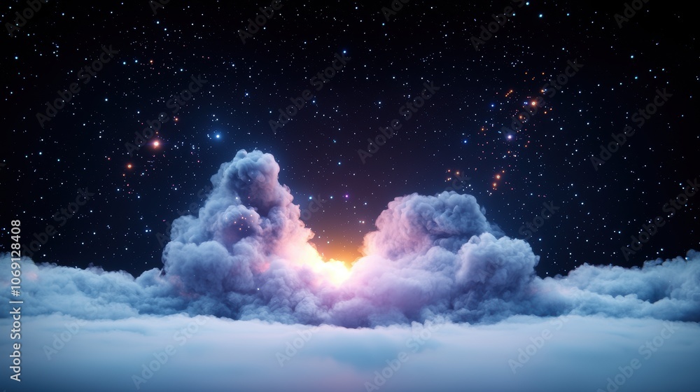Close-up shot of a colorful nebula cloud with swirling gases and dust particles, illuminated by the light of distant stars. Close-up shot of a colorful nebula cloud with swirling gases and dust particles, illuminated by the light of distant stars.