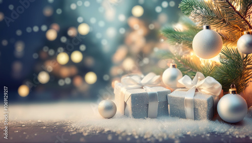 Kartka świąteczna z miejscem na tekst i życzenia, Merry Christmas, Boże Narodzenie, białe święta, gwiazdka