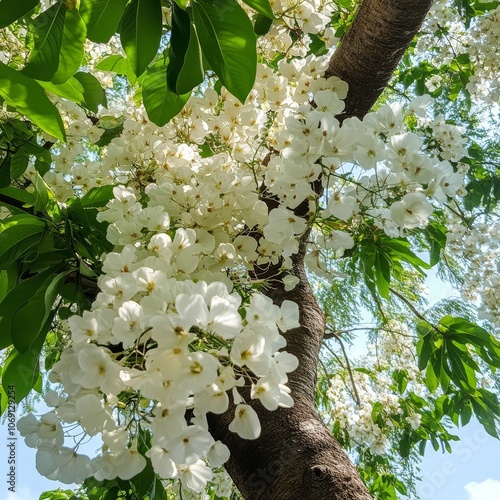 Chitalpa tree 5295, white flowers photo