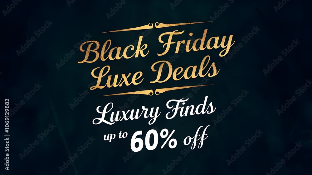 Fototapeta premium Elegant Black Friday Luxe Deals Banner, Green Background, Gold Script for 
