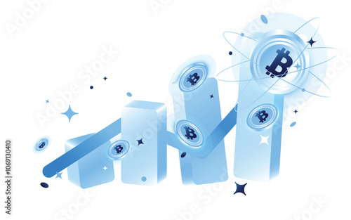 Trade Crypto blockchain and token on web3 economy gateway network technology illustration in vector art