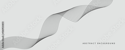 Abstract wave element for design. Digital frequency track equalizer. Stylized line art background. Vector illustration. Wave with lines created using blend tool. Curved wavy line, smooth stripe.