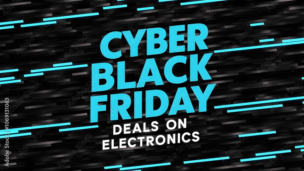 Cyber-Themed Black Friday Banner, Blue Text with Glow on Black, White Accent Text for Deals Cyber-Themed Black Friday Banner, Blue Text with Glow on Black, White Accent Text for Deals