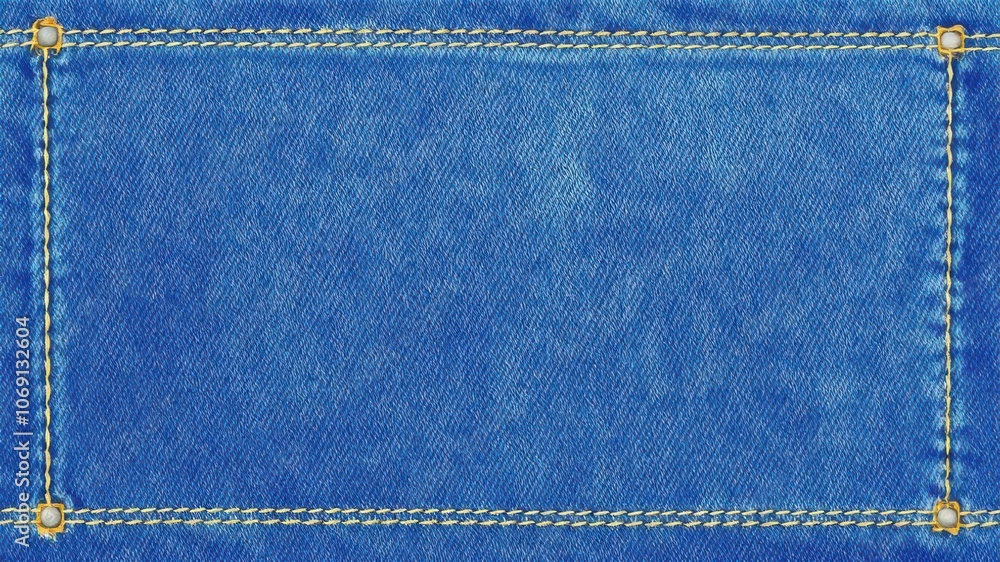 Blue denim texture with stitched seams and distressed details, trendy, stitches Blue denim texture with stitched seams and distressed details, trendy, stitches