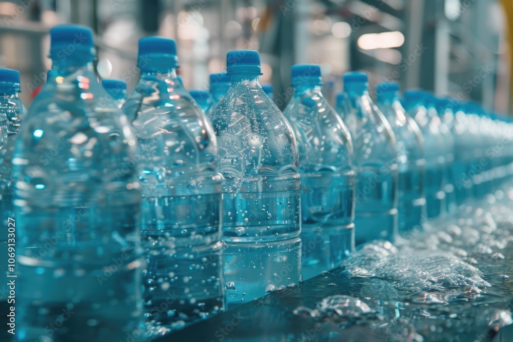 Recycling PET bottles for water and juice bottling factory. Recycling PET bottles for water and juice bottling factory.