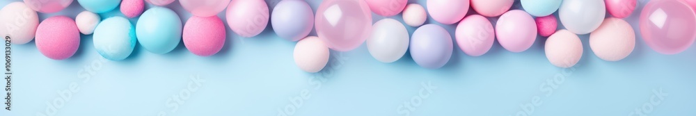 Vibrant Colorful Spheres on Pastel Background. Bubble Gum. Abstract 3D Render with Empty, Blank Space for Text, Design Vibrant Colorful Spheres on Pastel Background. Bubble Gum. Abstract 3D Render with Empty, Blank Space for Text, Design