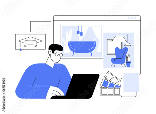 Interior design course isolated cartoon vector illustrations.