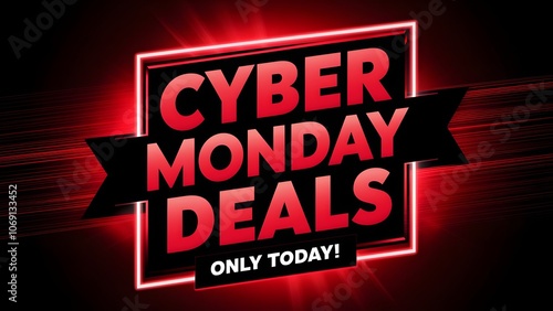 Black and Red Cyber Monday Banner with Dramatic Font Styling
