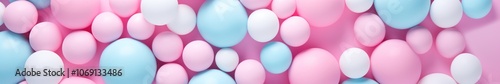 Vibrant Pink and Blue Spheres Abstract Background. 3D Rendered Geometric Shapes for Design