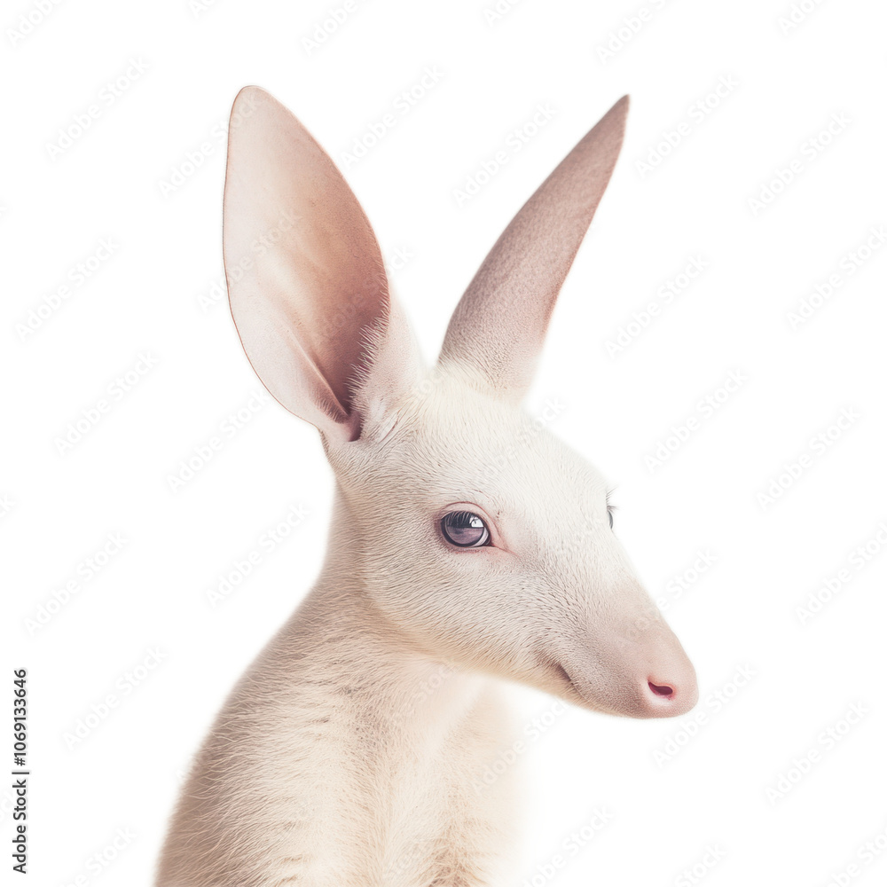 Naklejka premium Unique White Creature with Large Ears and Gentle Expression