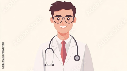 Smiling Doctor in White Coat