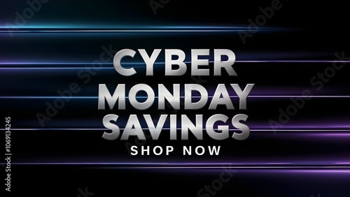 Cyber Monday Banner with Purple Accents and High-End Silver Font