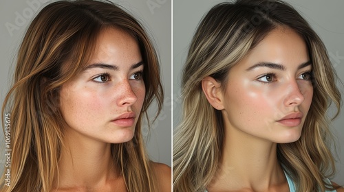 Before and after skincare transformation highlighting smooth complexion