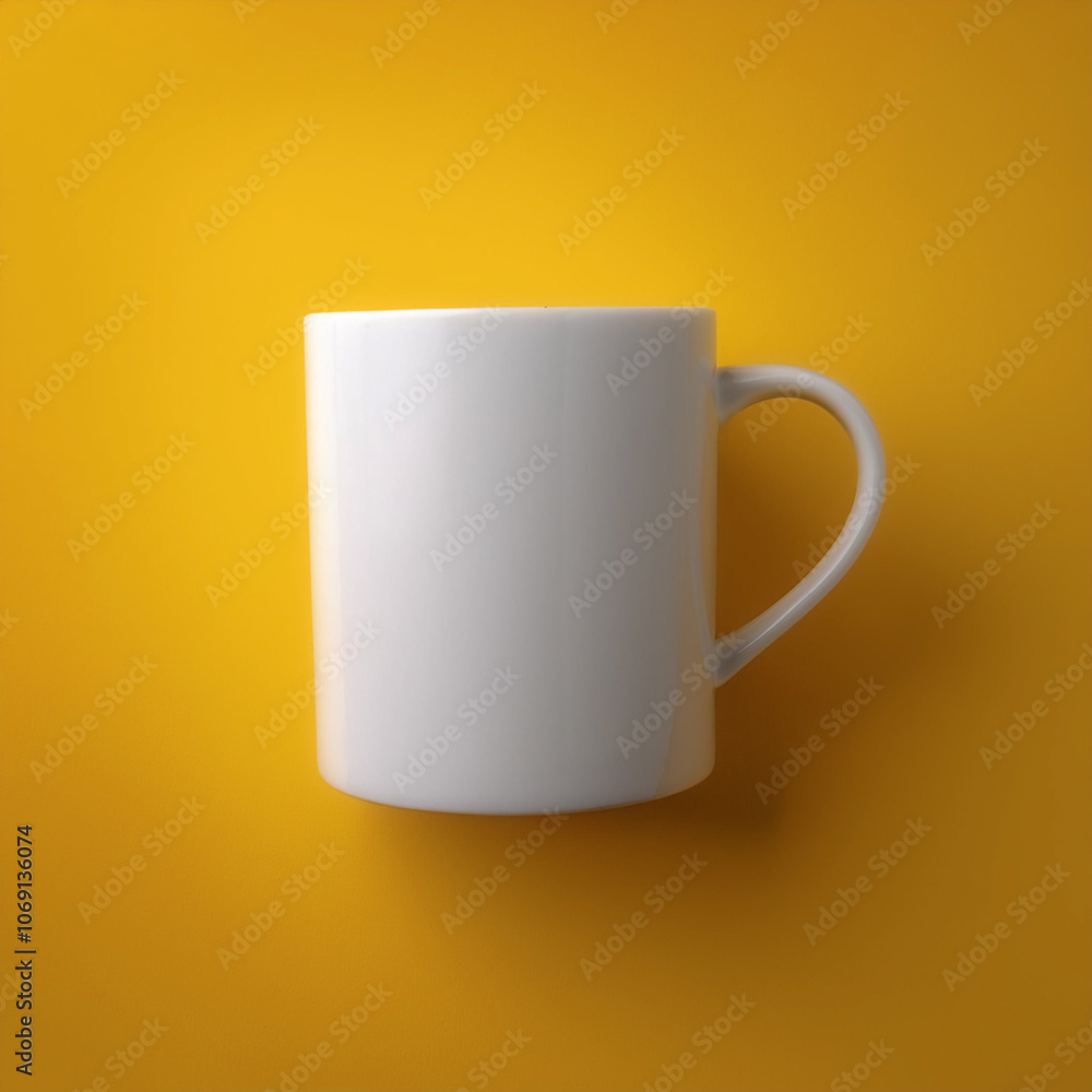 Coffee mug, isolated on a yellow pastel.