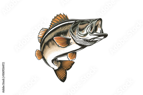 Bass fish vector clipart design template illustrations are easily editable.