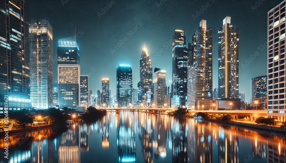 Obraz premium Cityscape under the night sky