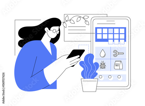 Plant care app isolated cartoon vector illustrations.