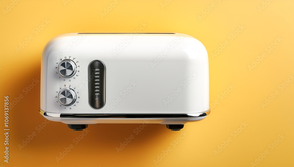 Toaster Machine, isolated on a yellow pastel Toaster Machine, isolated on a yellow pastel