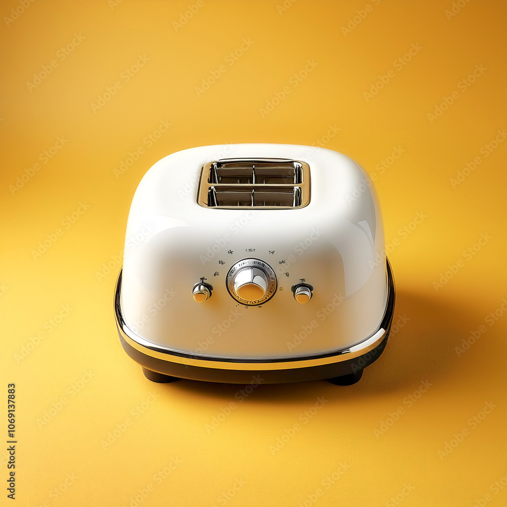 Toaster Machine, isolated on a yellow pastel Toaster Machine, isolated on a yellow pastel
