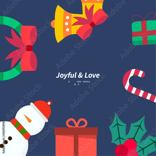 Festive Christmas Card with Chrismast Element Desoration and Holiday Wishes photo