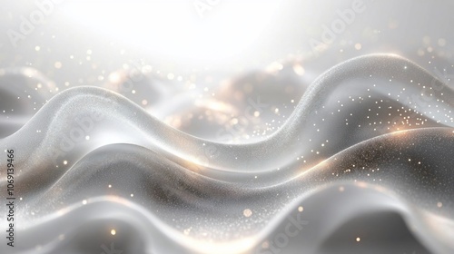 Abstract white and gold waves with a soft, elegant, and luxurious look, perfect for creating a background or texture for design projects.