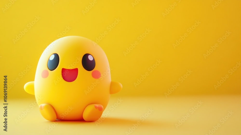 Cute Yellow Character with Big Eyes and a Happy Smile Cute Yellow Character with Big Eyes and a Happy Smile