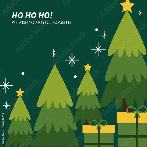Joyful Celebration Graphic With Colorful Chrismast Element. Ideal for festive and celebratory themes, conveying positivity and happiness