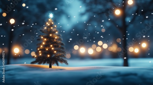  abstract Christmas background, Christmas tree with colorful light and glitter bokeh background with copy space