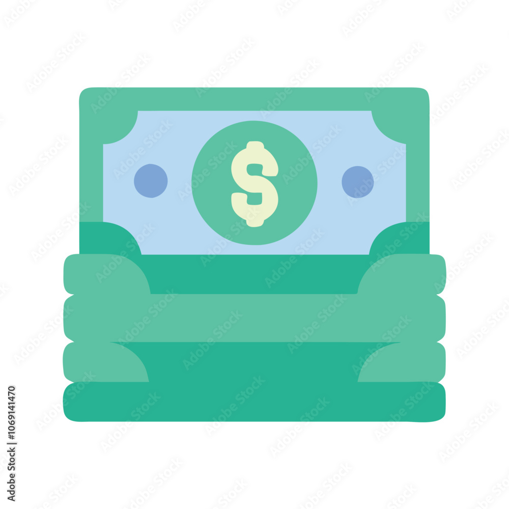 Stack of Dollar Bills Icon in Green, Illustration of a stack of green dollar bills with a dollar symbol, representing wealth, income, and savings, ideal for financial and banking applications.
Stack of Dollar Bills Icon in Green, Illustration of a stack of green dollar bills with a dollar symbol, representing wealth, income, and savings, ideal for financial and banking applications.