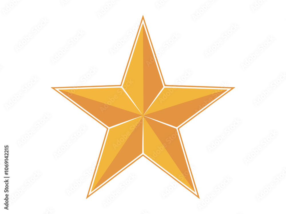 Fototapeta premium Star symbol illusttration with 5 pointed star in yellow color star separated with white points and five pointed star vector illustration