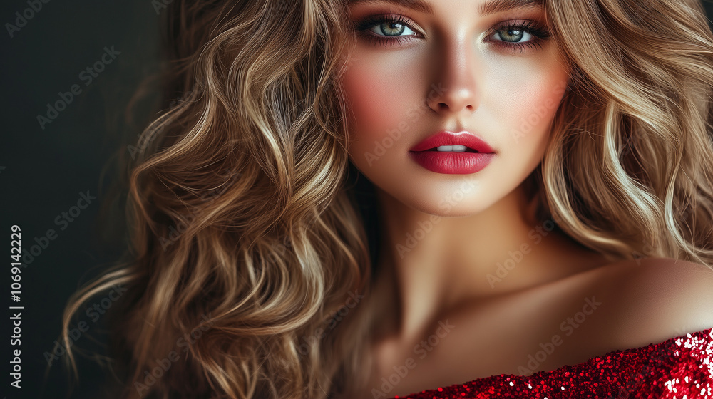 Fototapeta premium Modella con bellissimi capelli. Pubblicità di un parrucchiere da donna.