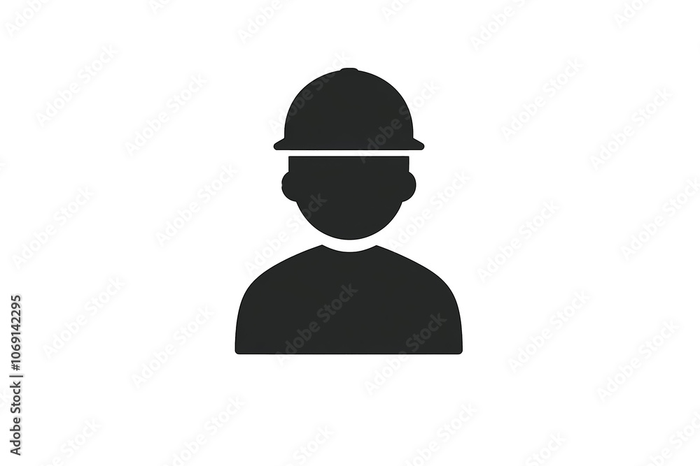 PNG cut out isolated background. A simple, minimalist icon representing a technician or construction worker in silhouette, wearing a hard hat. PNG cut out isolated background. A simple, minimalist icon representing a technician or construction worker in silhouette, wearing a hard hat.