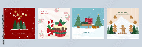 Colorful Christmas Card Designs with Festive Elements