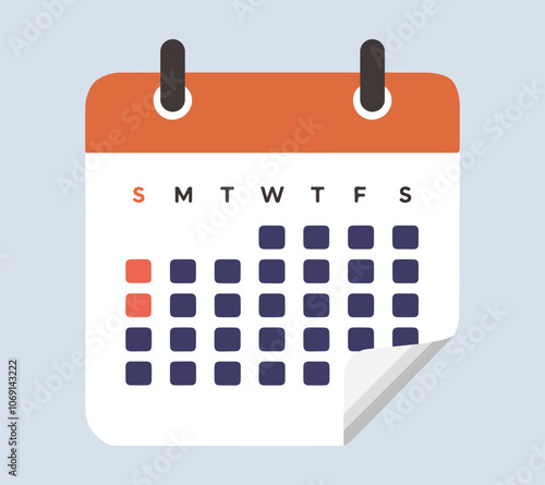 Calendar vector illustration with date and 1 to 30 days number calendar illustration, illustration of monthly and yearly table calendar date and weekdays. desk calendar with orange wall calendar