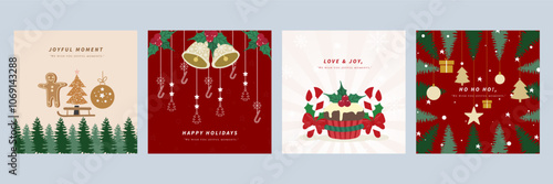 Festive Christmas Designs with Ornaments and Gift Packages. A collection of holiday illustrations featuring Christmas ornaments, and gift packages. Perfect for celebrating the festive season