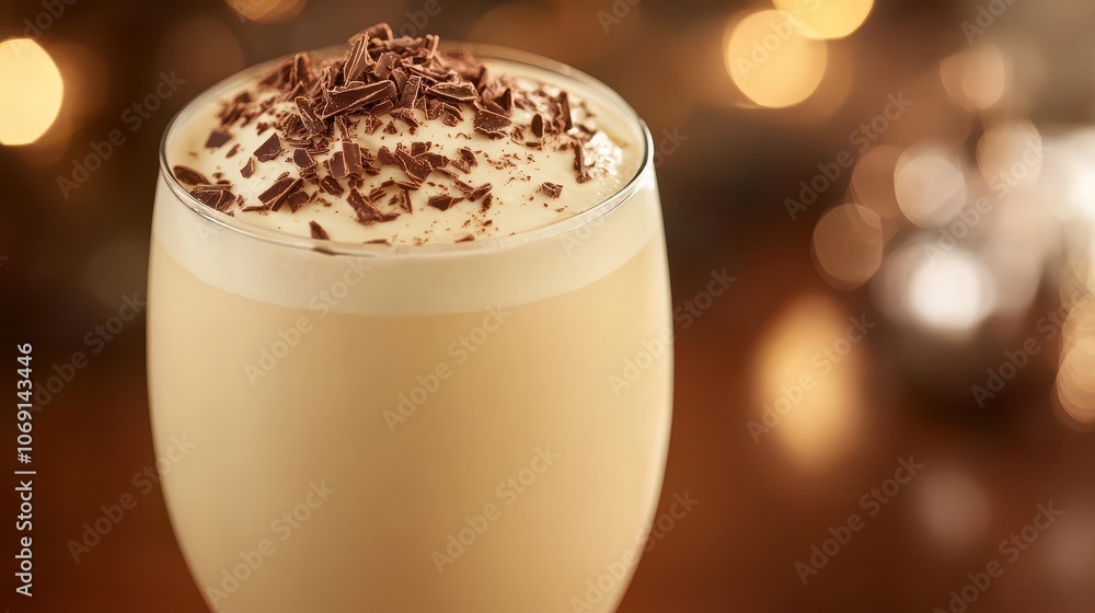 Creamy Dessert with Chocolate Shavings in Natural Light Creamy Dessert with Chocolate Shavings in Natural Light