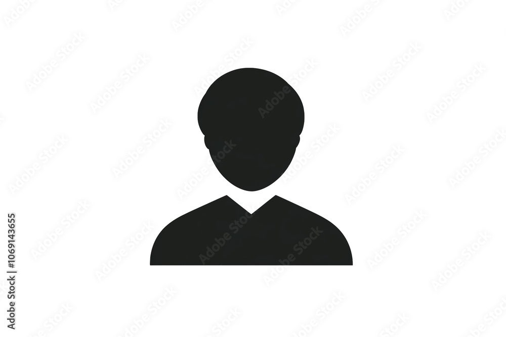 PNG cut out isolated background. A simple, minimalist icon representing a male user profile in a dark silhouette, featuring short hair and a plain V-neck shirt. PNG cut out isolated background. A simple, minimalist icon representing a male user profile in a dark silhouette, featuring short hair and a plain V-neck shirt.