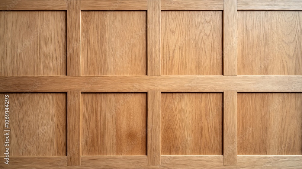 A wooden wall with a pattern of squares A wooden wall with a pattern of squares