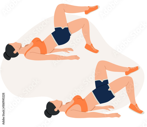 Woman doing Marching glute bridge exercise at home