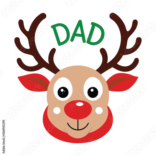 Cute Reindeer Family Christmas Clipart with Dad Typography - Adorable Vector Illustration for Festive Stickers and Holiday Designs photo