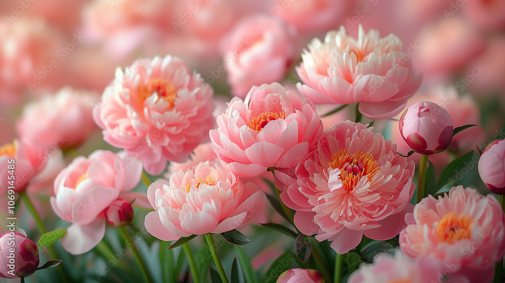 Fototapeta premium pink and white tulips background for wedding, Mothers day, Womans day card. Happy birthday. Floral background. Flower composition