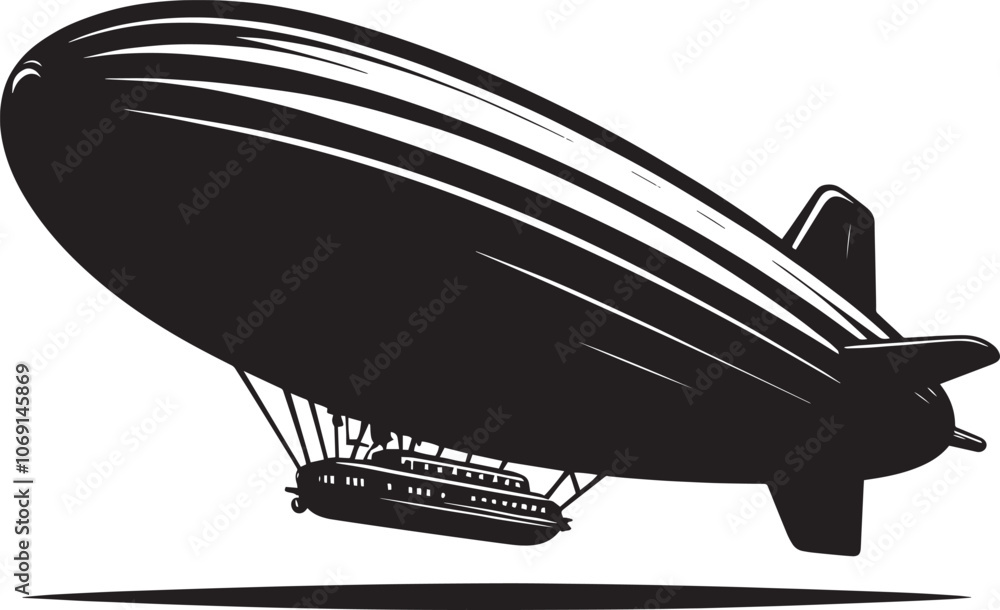 Fototapeta premium Airship silhouette vector illustration isolated on a white background
