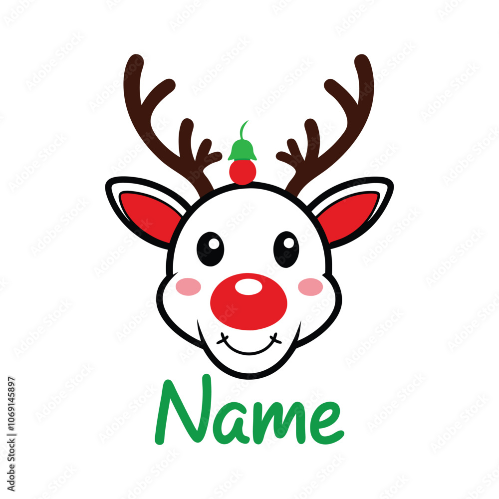 Cute Reindeer Family Vector with Customizable Kids' Name - Adorable Christmas Holiday Illustration for Festive Decor Cute Reindeer Family Vector with Customizable Kids' Name - Adorable Christmas Holiday Illustration for Festive Decor