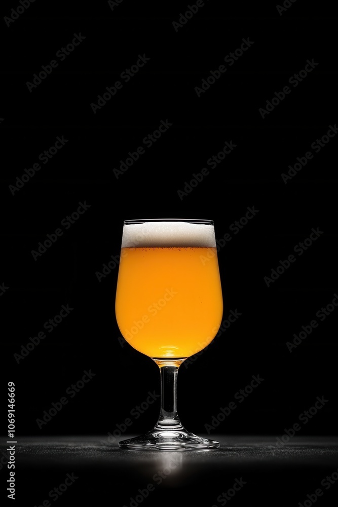 Refreshing glass of amber-colored craft beer on a dark background Refreshing glass of amber-colored craft beer on a dark background