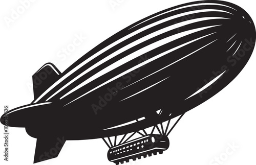 Airship silhouette vector illustration isolated on a white background