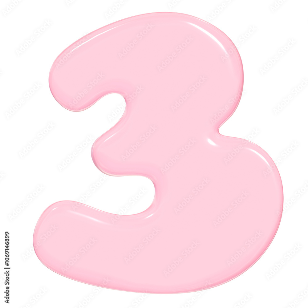 3D Cute Glossy Pink Number 3 Illustration 3D Cute Glossy Pink Number 3 Illustration