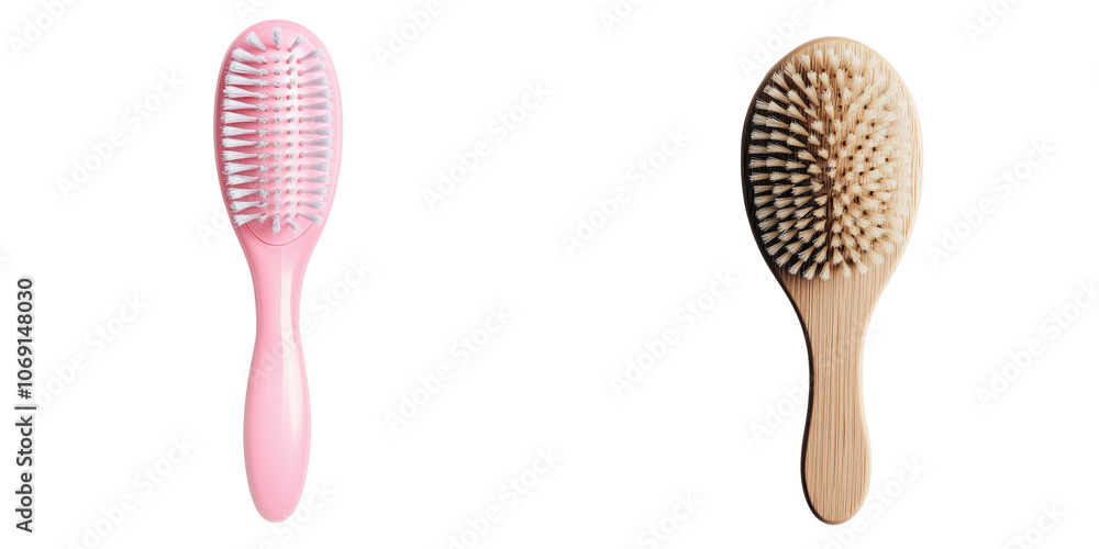 set of baby hairbrush with soft bristles on a transparent background set of baby hairbrush with soft bristles on a transparent background